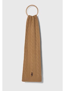 Polo Ralph Lauren szalik wełniany kolor beżowy gładki ze sklepu ANSWEAR.com w kategorii Szaliki i chusty damskie - zdjęcie 163875444