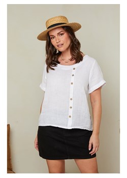Curvy Lady Lniana koszulka w kolorze białym ze sklepu Limango Polska w kategorii Bluzki damskie - zdjęcie 163881993