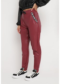Bordowe Spodnie z Ekoskóry i Gumką w Pasie Kamba ze sklepu Born2be Odzież w kategorii Spodnie damskie - zdjęcie 163885913