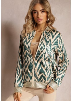 Ciemnozielona Połyskująca Bluza typu Bomberka Zasuwana Niatas ze sklepu Renee odzież w kategorii Kurtki damskie - zdjęcie 163886684