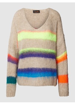 Sweter z dzianiny z paskami w kontrastowym kolorze ze sklepu Peek&Cloppenburg  w kategorii Swetry damskie - zdjęcie 163890613