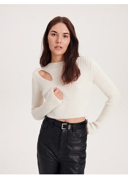 Reserved - Sweter z ozdobnym wycięciem - kremowy ze sklepu Reserved w kategorii Swetry damskie - zdjęcie 163900460