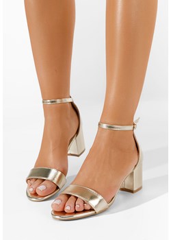 Złote sandały na słupku Velada ze sklepu Zapatos w kategorii Sandały damskie - zdjęcie 163915860