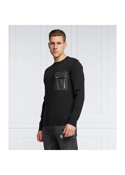 Les Hommes Wełniany sweter | Regular Fit | z dodatkiem skóry ze sklepu Gomez Fashion Store w kategorii Swetry męskie - zdjęcie 163964724