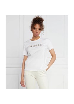 GUESS T-shirt SS CN SHADED LOGO TEE | Regular Fit ze sklepu Gomez Fashion Store w kategorii Bluzki damskie - zdjęcie 163982781