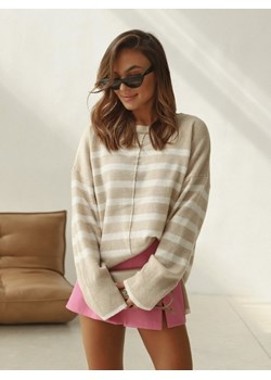 Sweter Liam Stripes Beżowy ze sklepu Lisa Mayo w kategorii Swetry damskie - zdjęcie 164343532