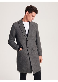 Reserved - Wełniany płaszcz jednorzędowy - wielobarwny ze sklepu Reserved w kategorii Płaszcze męskie - zdjęcie 164355462