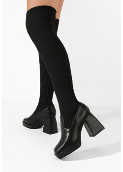Czarne kozaki za kolano na słupku Amarilla ze sklepu Zapatos w kategorii Kozaki damskie - zdjęcie 164357130