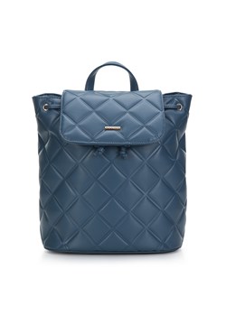 Damski plecak worek z geometrycznie pikowanej ekoskóry ciemnoniebieski ze sklepu WITTCHEN w kategorii Plecaki - zdjęcie 164369012