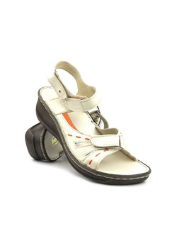 Skórzane sandały damskie Helios Komfort 638/2, ecru ze sklepu ulubioneobuwie w kategorii Sandały damskie - zdjęcie 164374120