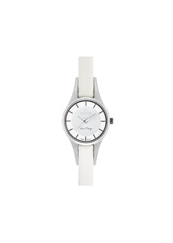Zegarek damski biały z okrągłą tarczą cienki pasek ze skóry ze sklepu LOVRIN w kategorii Zegarki - zdjęcie 164383893