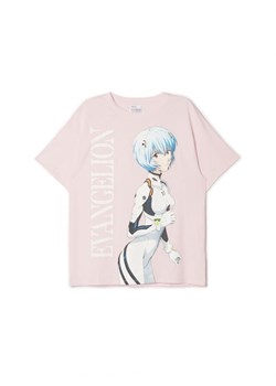 Cropp - Koszulka oversize z nadrukiem Evangelion - różowy ze sklepu Cropp w kategorii Bluzki damskie - zdjęcie 164400604