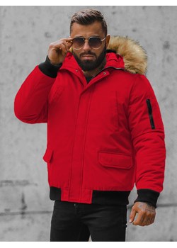 Kurtka zimowa męska z futerkiem czerwona OZONEE JS/M2019/275 ze sklepu ozonee.pl w kategorii Kurtki męskie - zdjęcie 164401911