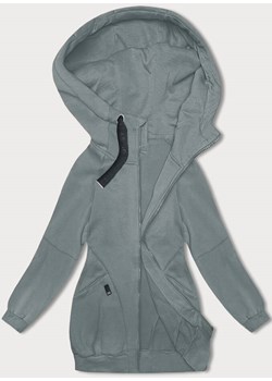 Luźna długa bluza damska ze ściągaczami szarozielona (AMG-332A) ze sklepu goodlookin.pl w kategorii Bluzy damskie - zdjęcie 164407902