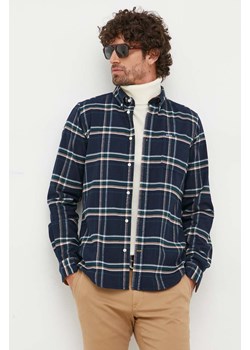 Barbour koszula bawełniana męska kolor granatowy slim z kołnierzykiem button-down ze sklepu ANSWEAR.com w kategorii Koszule męskie - zdjęcie 164425873