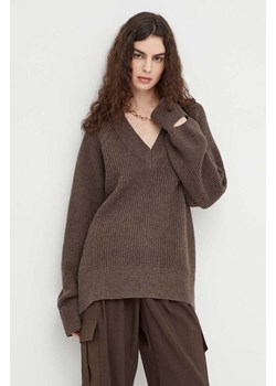 Herskind sweter wełniany damski kolor brązowy ze sklepu ANSWEAR.com w kategorii Swetry damskie - zdjęcie 164427334