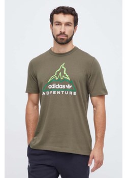 adidas Originals t-shirt bawełniany męski kolor brązowy z nadrukiem ze sklepu ANSWEAR.com w kategorii T-shirty męskie - zdjęcie 164427820