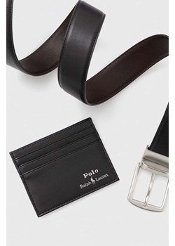 Polo Ralph Lauren pasek i etui na karty skórzane kolor czarny ze sklepu ANSWEAR.com w kategorii Paski męskie - zdjęcie 164427962
