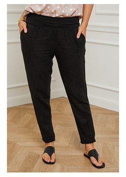Curvy Lady Lniane spodnie &quot;Provence&quot; w kolorze czarnym ze sklepu Limango Polska w kategorii Spodnie damskie - zdjęcie 164433630