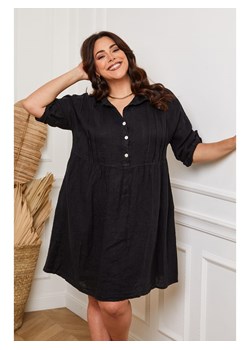 Plus Size Company Lniana sukienka &quot;Cerif&quot; w kolorze czarnym ze sklepu Limango Polska w kategorii Sukienki - zdjęcie 164437993