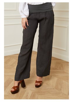 La Compagnie Du Lin Lniane spodnie &quot;Astrid&quot; w kolorze antracytowym ze sklepu Limango Polska w kategorii Spodnie damskie - zdjęcie 164443582