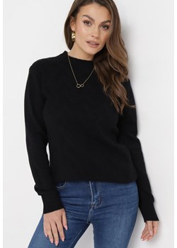 Czarny Sweter z Długim Rękawem Abewina ze sklepu Born2be Odzież w kategorii Swetry damskie - zdjęcie 164453864