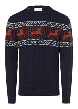 Selected Sweter męski Mężczyźni Bawełna granatowy wzorzysty ze sklepu vangraaf w kategorii Swetry męskie - zdjęcie 164454680