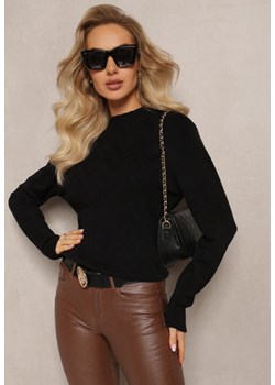 Czarny Sweter Klasyczny z Miękkiej Dzianiny Afonna ze sklepu Renee odzież w kategorii Swetry damskie - zdjęcie 164495813
