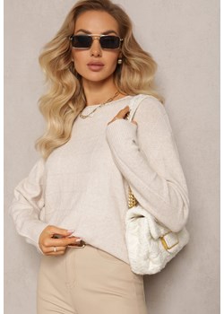 Jasnobeżowy Klasyczny Sweter z Miękkiej Dzianiny Tererise ze sklepu Renee odzież w kategorii Swetry damskie - zdjęcie 164495853
