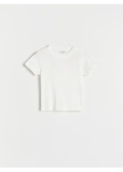 Reserved - T-shirt w prążek - złamana biel ze sklepu Reserved w kategorii Koszulki niemowlęce - zdjęcie 164496924