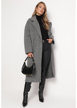 Ciemnoszary Płaszcz Oversize Jednorzędowy Gardalena ze sklepu Born2be Odzież w kategorii Płaszcze damskie - zdjęcie 164499630