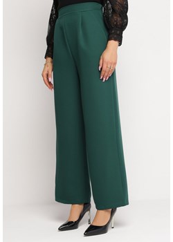 Ciemnozielone Eleganckie Spodnie z Szerokimi Nogawkami Kahinuni ze sklepu Born2be Odzież w kategorii Spodnie damskie - zdjęcie 164506600