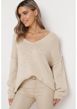 Jasnobeżowy Sweter z Szerokimi Rękawami Armananis ze sklepu Born2be Odzież w kategorii Swetry damskie - zdjęcie 164506730