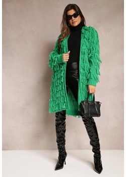 Zielony Niezapinany Kardigan w Ozdobne Frędzle Massawa ze sklepu Renee odzież w kategorii Swetry damskie - zdjęcie 164506964