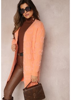 Pomarańczowy Jednolity Kardigan w Cętki Niezapinany Raniwasa ze sklepu Renee odzież w kategorii Swetry damskie - zdjęcie 164506974