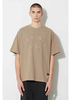 Evisu t-shirt bawełniany Logo and Seagull Applique męski kolor beżowy z aplikacją 2EAHTM3TS8055LFCT ze sklepu PRM w kategorii T-shirty męskie - zdjęcie 164507514