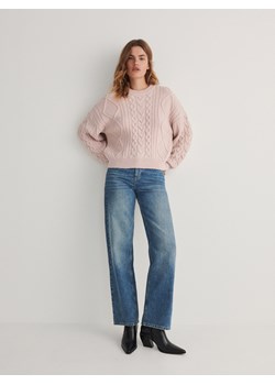 Reserved - Sweter o warkoczowym splocie - różowy ze sklepu Reserved w kategorii Swetry damskie - zdjęcie 164525651