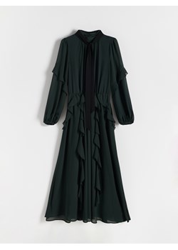 Reserved - Sukienka maxi z falbanami - ciemnozielony ze sklepu Reserved w kategorii Sukienki - zdjęcie 164525701
