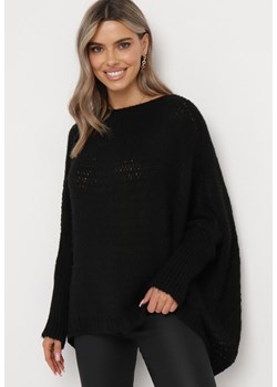 Czarny Luźny Sweter w Stylu Ponczo Kossela ze sklepu Born2be Odzież w kategorii Swetry damskie - zdjęcie 164525941