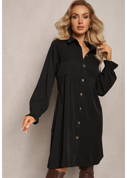 Czarna Rozkloszowana Sukienka Koszulowa Mini Nofexi ze sklepu Renee odzież w kategorii Sukienki - zdjęcie 164526123