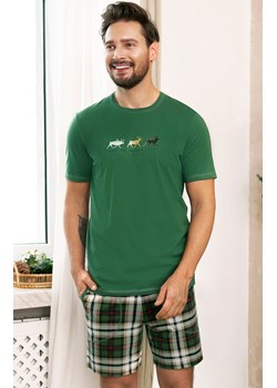 Piżama męska w kratę na krótki rękaw i z krótką nogawką zielona Seward, Kolor zielony-wzór, Rozmiar 3XL, Italian Fashion ze sklepu Intymna w kategorii Piżamy męskie - zdjęcie 164527441