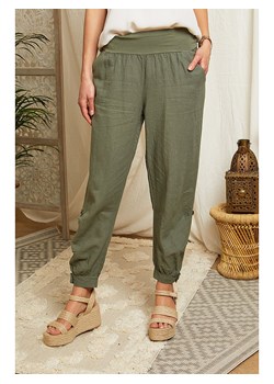 Lin Passion Lniane spodnie w kolorze khaki ze sklepu Limango Polska w kategorii Spodnie damskie - zdjęcie 164532631