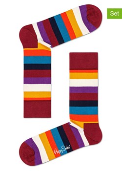 Happy Socks Skarpety (2 pary) &quot;Stripes&quot; w kolorze czerwonym ze wzorem ze sklepu Limango Polska w kategorii Skarpetki męskie - zdjęcie 164535671