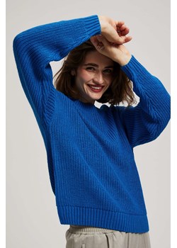 Sweter z okrągłym dekoltem lazurowy ze sklepu Moodo.pl w kategorii Swetry damskie - zdjęcie 164536081
