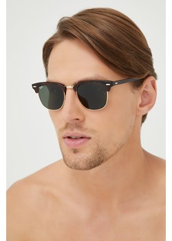 Ray-Ban okulary CLUBMASTER męskie kolor brązowy 0RB3016 ze sklepu PRM w kategorii Okulary przeciwsłoneczne męskie - zdjęcie 164537133