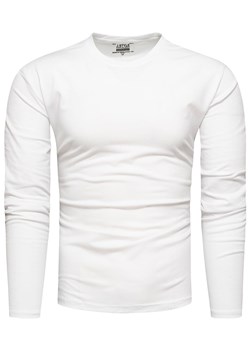 Koszulka męska longsleeve gładki biały Recea ze sklepu Recea.pl w kategorii T-shirty męskie - zdjęcie 164544553