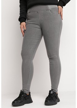 Szare Spodnie Skinny z Wysokim Stanem Panella ze sklepu Born2be Odzież w kategorii Spodnie damskie - zdjęcie 164562891