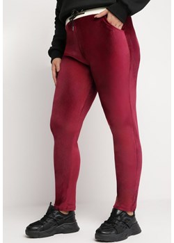 Bordowe Welurowe Spodnie Dresowe z Gumką w Pasie i Prostymi Nogawkami Bandari ze sklepu Born2be Odzież w kategorii Spodnie damskie - zdjęcie 164568904