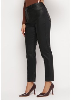 Czarne Spodnie z Wysokim Stanem z Ekoskóry Rowinna ze sklepu Born2be Odzież w kategorii Spodnie damskie - zdjęcie 164568982