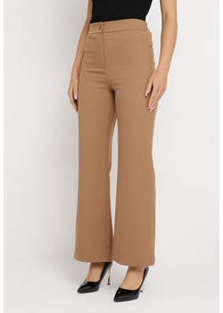 Brązowe Szerokie Spodnie z Wysokim Stanem Visalla ze sklepu Born2be Odzież w kategorii Spodnie damskie - zdjęcie 164569433
